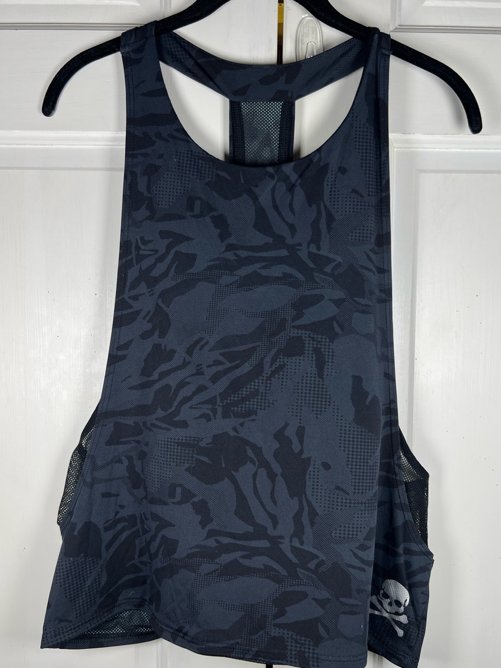 SOULCYCLE T-Tank Active Top Mesh Sides Black/Gray Camo Lightweight Size Medium